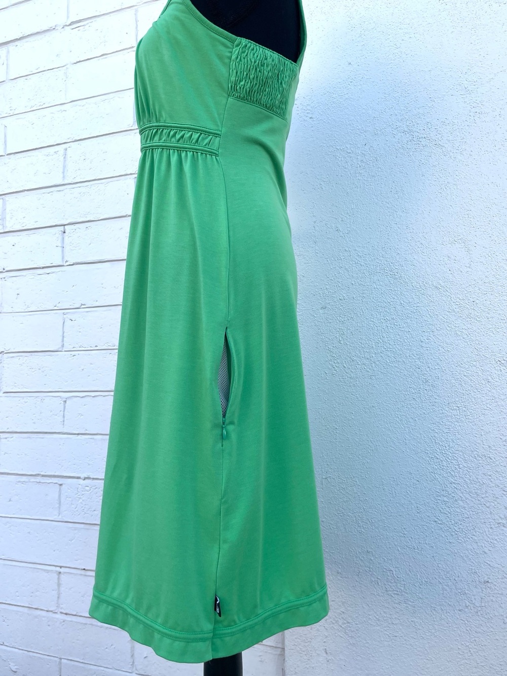 North Face Sundress Chartreuse Green Sleeveless Tank Empire Waist Zip Pocket WL - Picture 14 of 16